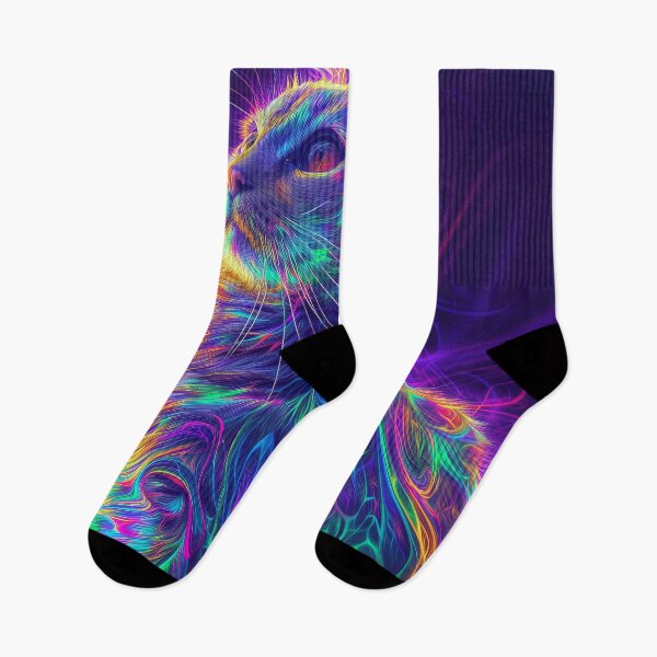 Item preview, Cosmic Neon Cat in Vibrant Swirls designed and sold by kaileena-ai.