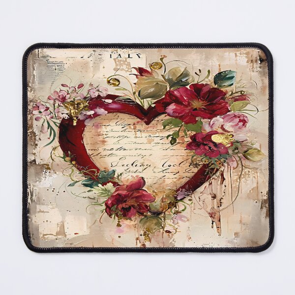 Item preview, Romantic Floral Heart – Heart with Flowers Amid Golden Accents designed and sold by Frame & Fold.
