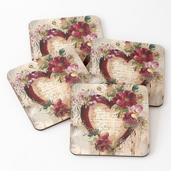Item preview, Romantic Floral Heart – Heart with Flowers Amid Golden Accents designed and sold by Frame & Fold.