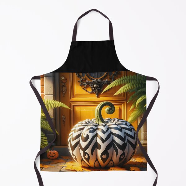 Item preview, Harlequin witch's halloween decor: black and white patterned pumpkin designed and sold by EmeraldeaArt.