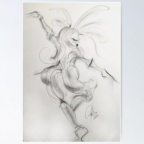 Fairy Princess Pencil Drawing by Sarnia Poster