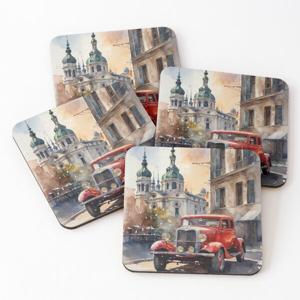 Item preview, Vintage Car in European Cityscape designed and sold by Vitalka-uk.