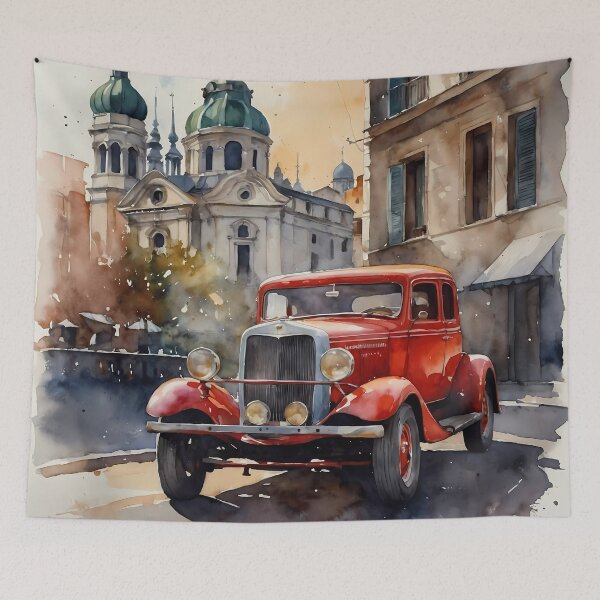 Item preview, Vintage Car in European Cityscape designed and sold by Vitalka-uk.