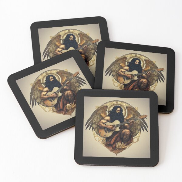 Item preview, Dark Hair Angel Man Playing Guitar Colorful Design designed and sold by EarthArtDesigns.