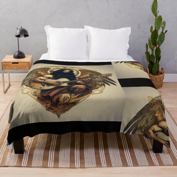 Item preview, Dark Hair Angel Man Playing Guitar Colorful Design designed and sold by EarthArtDesigns.