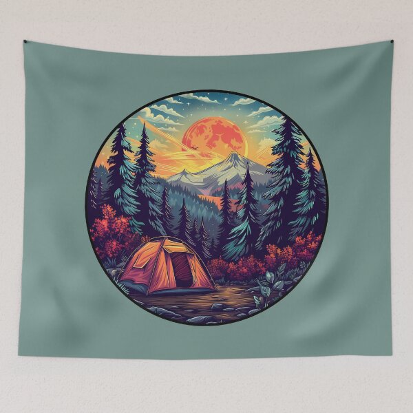 Item preview, Night Camping Adventure Scenic Tent Under Moonlight Wilderness designed and sold by meganohm.