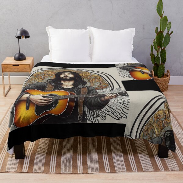 Item preview, Dark Hair Young Angel Man Playing Guitar Colorful Design designed and sold by EarthArtDesigns.