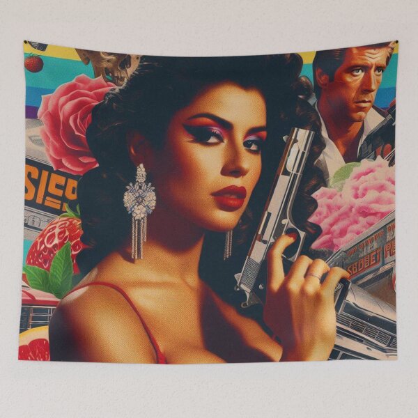 Item preview, Retrowave Action Woman designed and sold by PulpVintage.