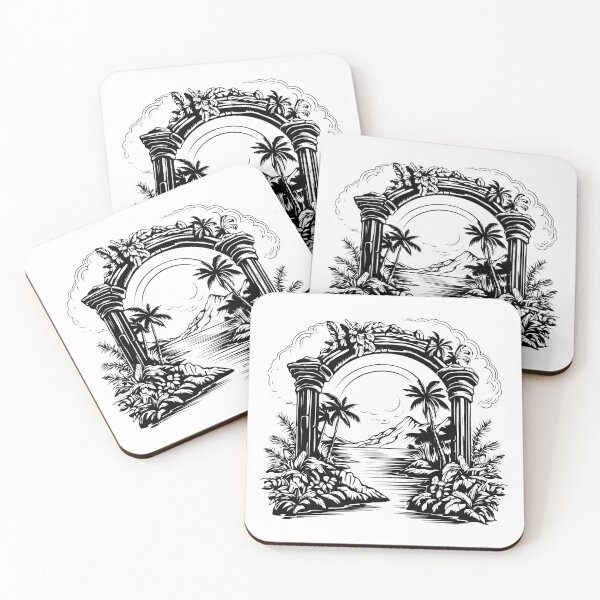 Item preview, Tropical Paradise Portal Archway Beach Palm Trees Island designed and sold by inkoutninja.
