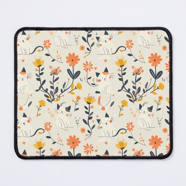 Item preview, Whimsical Cats and Flowers Pattern designed and sold by GoatAndCamel.