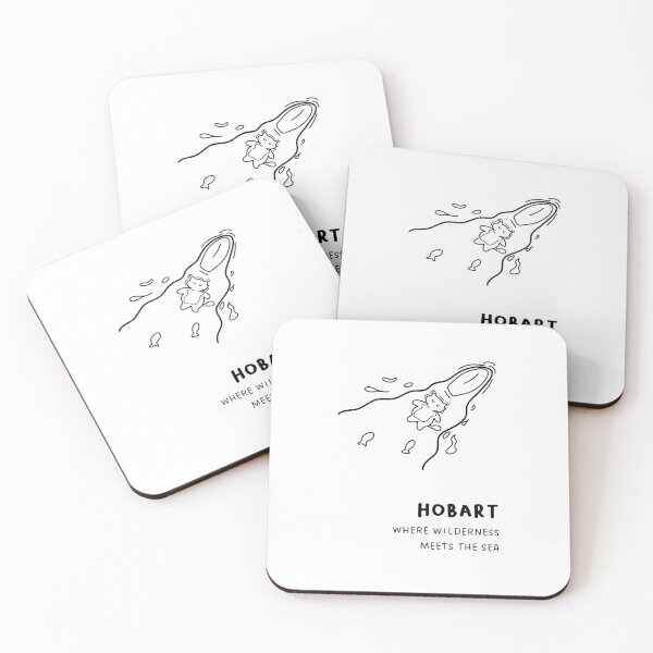 Item preview, "Hobart: Where Wilderness Meets the Sea" | A cat floating on a raft designed and sold by RM-Journey.