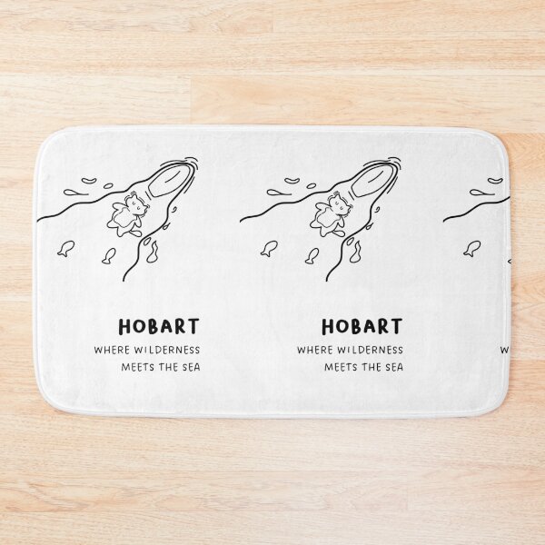 Item preview, "Hobart: Where Wilderness Meets the Sea" | A cat floating on a raft designed and sold by RM-Journey.