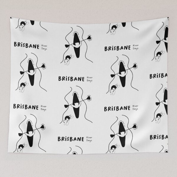 Item preview, "Brisbane River Days" | Illustration of a Cat Using a Kayak and a Cat Swimming designed and sold by RM-Journey.