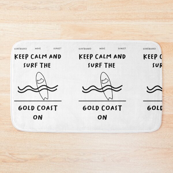 Item preview, "Keep Calm and Surf the Gold Coast On" | Surfboard Illustration with Ocean Waves designed and sold by RM-Journey.