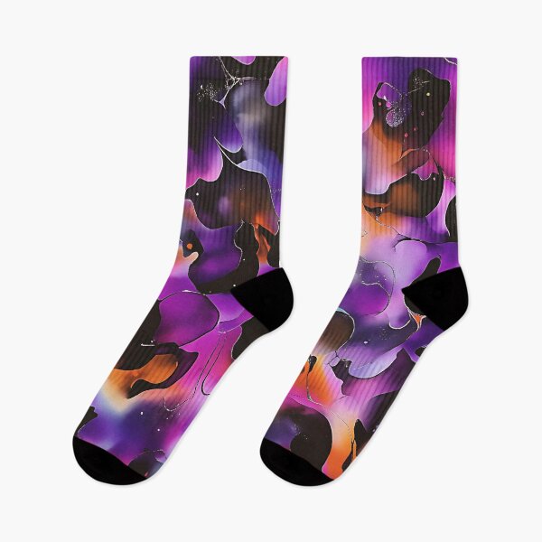 Item preview, Neon Purple Leaves Alcohol Ink Pattern designed and sold by HausKatz.