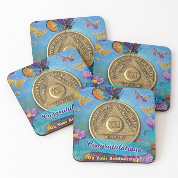 Item preview, 21 Year AA Anniversary Coin Congratulations Butterflies Flowers designed and sold by ApexDesigners.