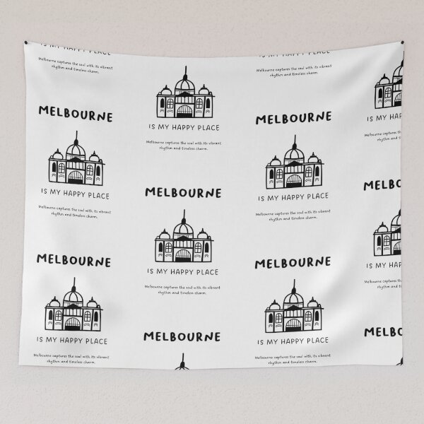 Item preview, Melbourne is My Happy Place | Landmark Illustration designed and sold by RM-Journey.