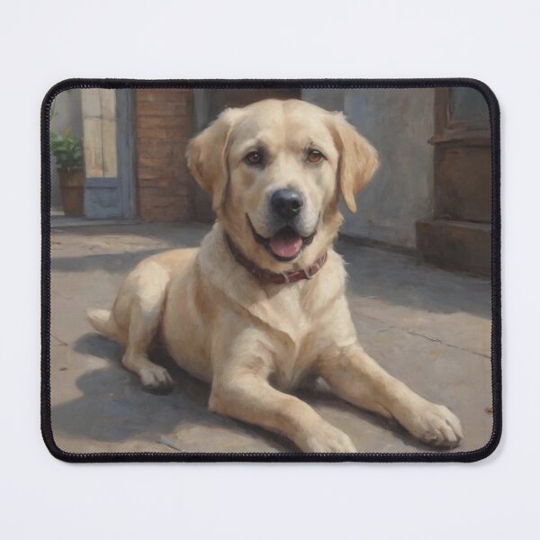 Item preview, Golden Labrador on Rustic Stone Patio - Realistic Oil Painting Style designed and sold by marvinismyname.