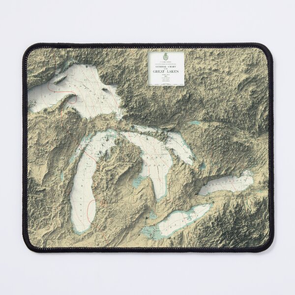 Item preview, 1955 Great Lakes, USA & Canada, Relief Map 3D digitally-rendered designed and sold by ThinkAboutMaps.