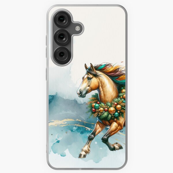 Aperçu de l'œuvre Cheval de Noël à l'aquarelle créée et vendue par LeosCloset.