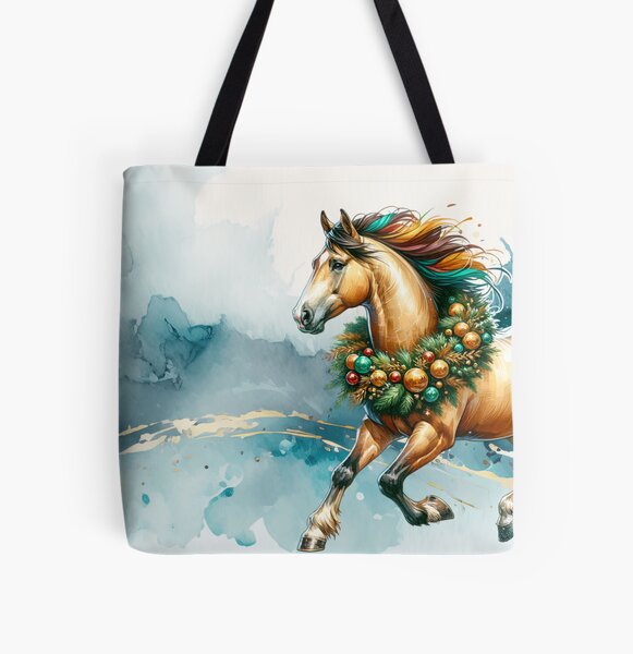 Aperçu de l'œuvre Cheval de Noël à l'aquarelle créée et vendue par LeosCloset.