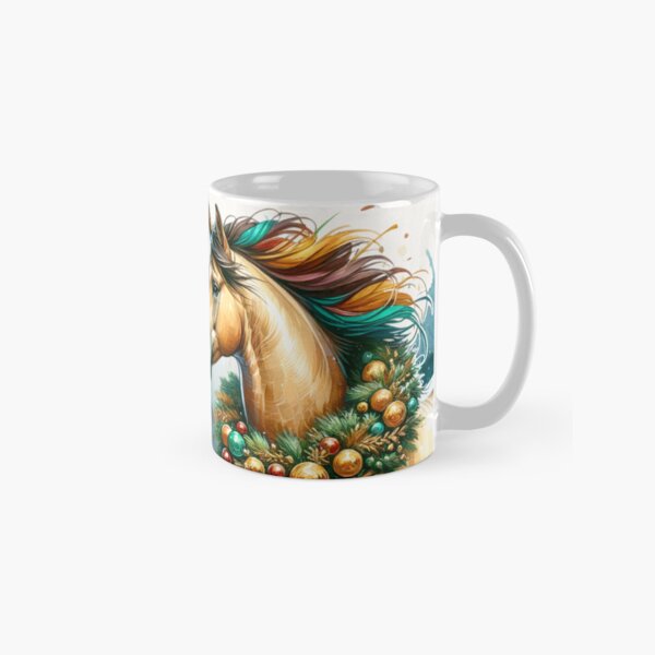 Aperçu de l'œuvre Cheval de Noël à l'aquarelle créée et vendue par LeosCloset.