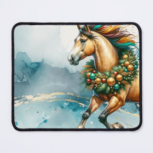 Aperçu de l'œuvre Cheval de Noël à l'aquarelle créée et vendue par LeosCloset.