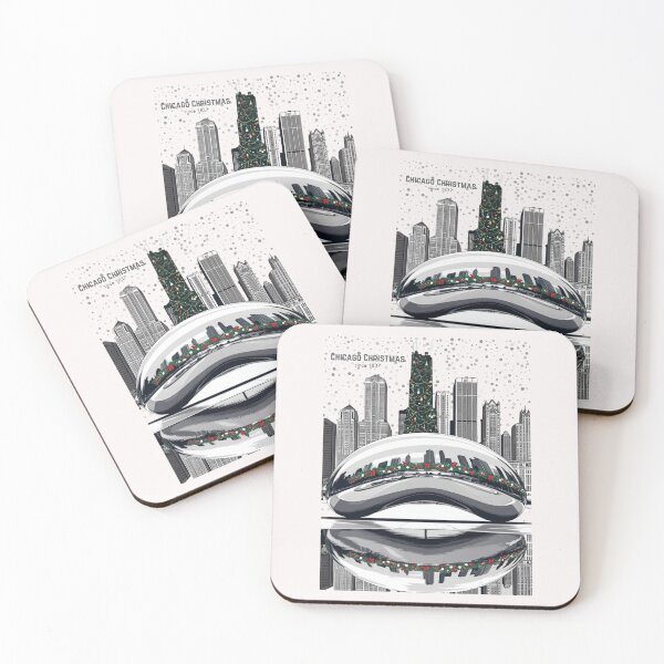 Item preview, "Chicago Christmas" – Festive Bean & Skyline Holiday Design designed and sold by TacoFunDesigns.