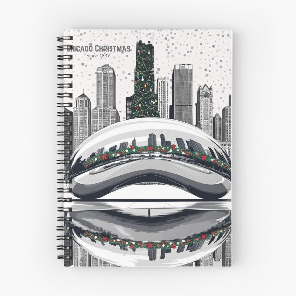 Item preview, "Chicago Christmas" – Festive Bean & Skyline Holiday Design designed and sold by TacoFunDesigns.