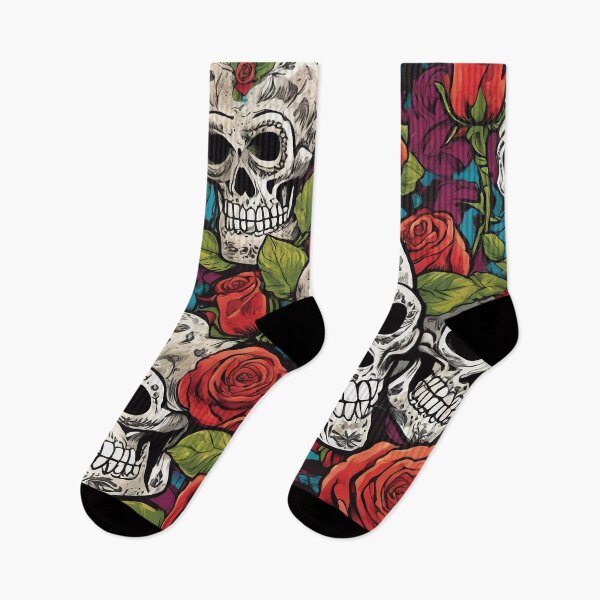 Item preview, Day of the Dead Skull and Roses Pattern designed and sold by WILD-WILD-CAT.