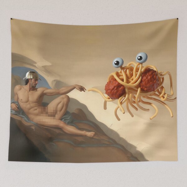 Item preview, The Creation of Adam by His Noodly Appendage designed and sold by Beyond-Stickers.