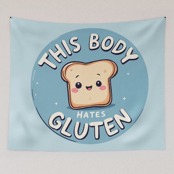 Item preview, This Body Hates Gluten - Cute Bread Character designed and sold by urbsrepublic.