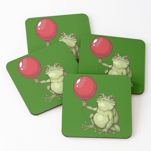 Item preview, Playful Cute Frog with a Red Balloon designed and sold by MasartDesigns.