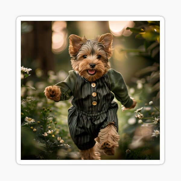 Item preview, Happy puppy running among flowers and trees designed and sold by Reina75.