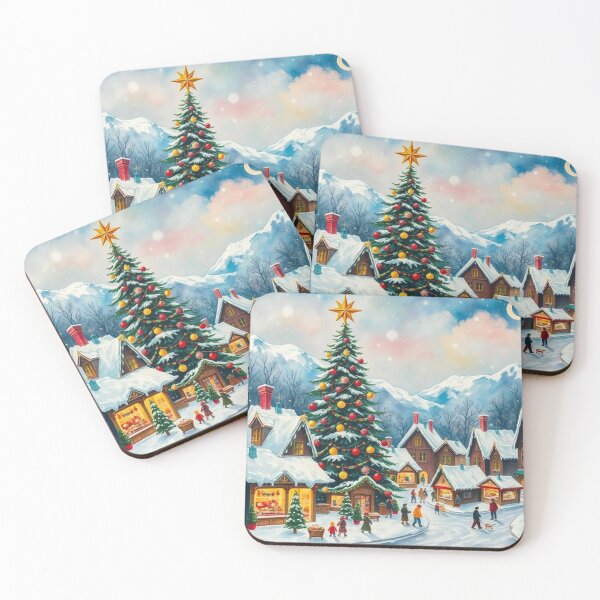 Item preview, Snowy Winter Christmas Shop, Christmas Tree, Christmas Bazaar, Christmas Eve designed and sold by MyArt23.