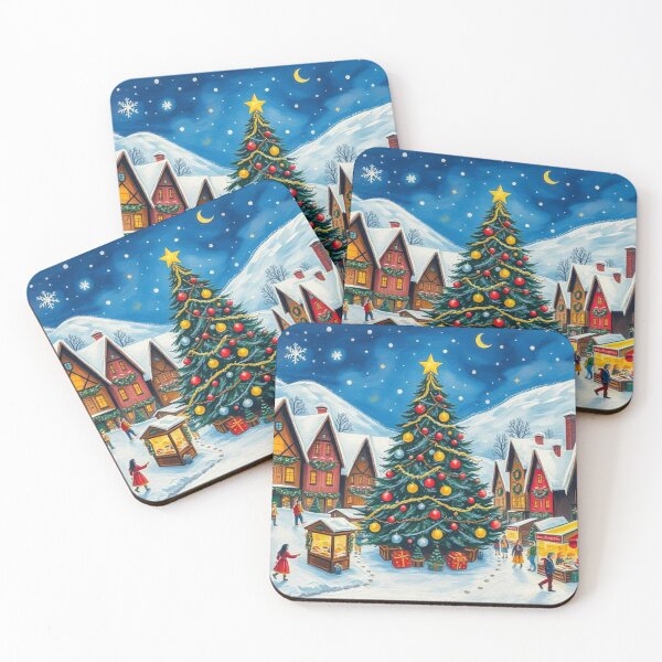 Item preview, Snowy Winter Christmas Shop, Christmas Tree, Christmas Bazaar, Christmas Eve designed and sold by MyArt23.