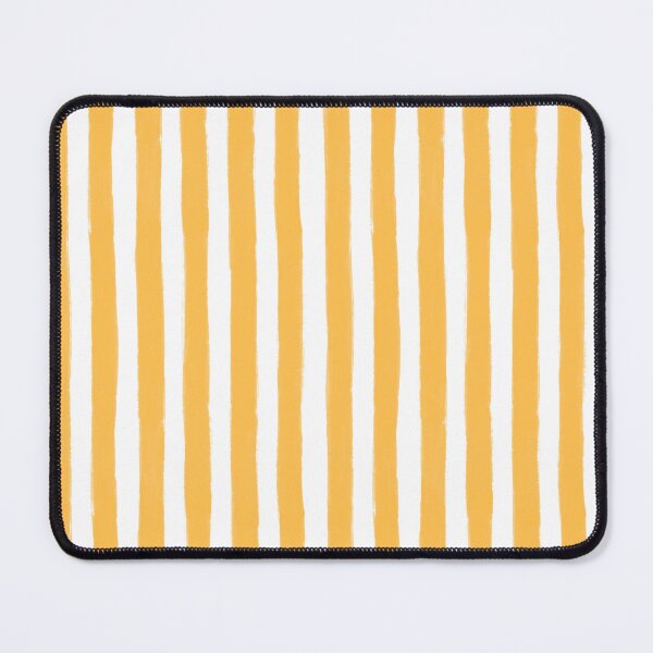 Item preview, Painterly rough edge textured yellow large vertical stripes on white designed and sold by PrettywithColor.