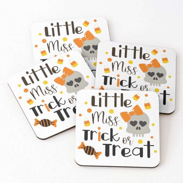 Item preview, Little Miss Trick or Treat - fun lettering for halloween with skull and candy. Vector illustration stock illustration designed and sold by anatim33.