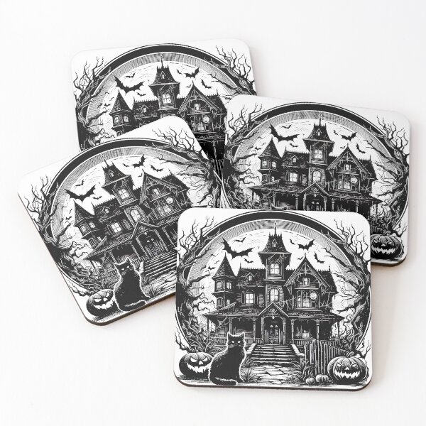 Item preview, Spooky Halloween Haunted House Art designed and sold by Thai Vibe Studio.