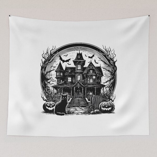 Item preview, Spooky Halloween Haunted House Art designed and sold by Thai Vibe Studio.