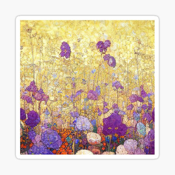 Aperçu de l'œuvre Jardin de fleurs violettes de Klimt créée et vendue par maniacfitness.