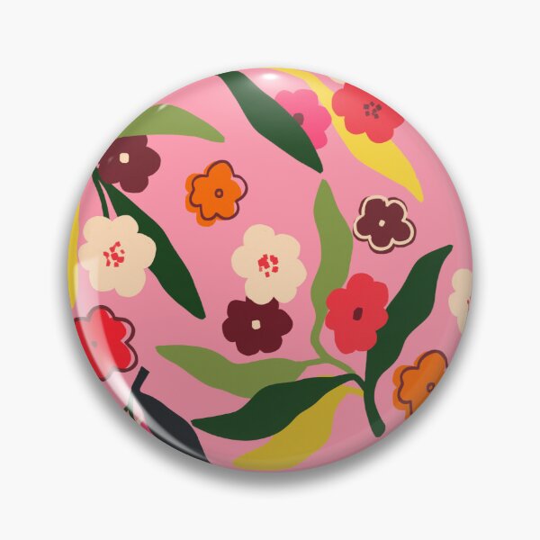 Aperçu de l'œuvre Champs floraux rétro, pétales ludiques en rose, jardin de couleurs fleuries, impression d'art moderne du milieu du siècle, ambiance tropicale inspirée de la nature, illustration florale minimaliste d'été, décor de design fantaisiste créée et vendue par Kintsugi99.
