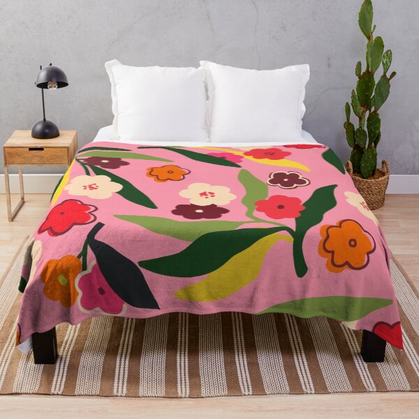 Item preview, Campos florales retro, pétalos alegres en rosa, jardín de colores florecientes, impresión de arte moderno de mediados de siglo, ambiente tropical inspirado en la naturaleza, ilustración floral minimalista de verano, decoración de diseño caprichoso designed and sold by Kintsugi99.