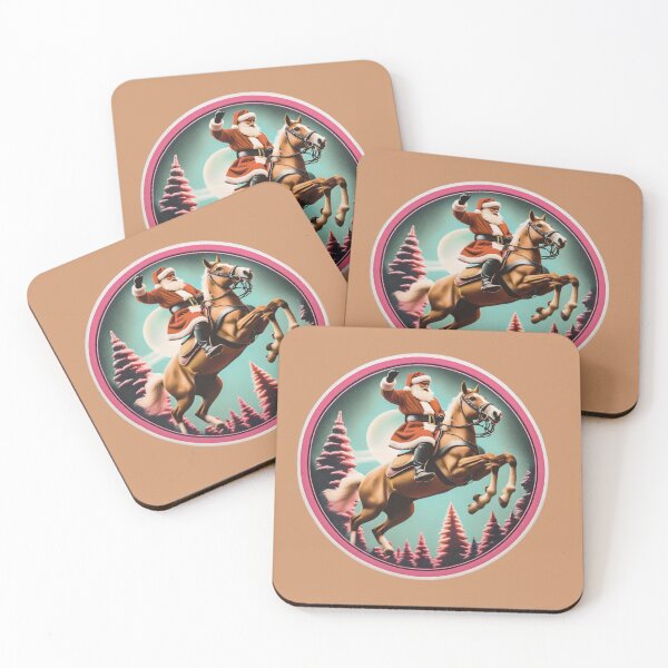 Item preview, SANTA FLYING ABOVE THE TREES ON HORSEBACK designed and sold by sweetees4u.