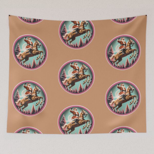 Item preview, SANTA FLYING ABOVE THE TREES ON HORSEBACK designed and sold by sweetees4u.