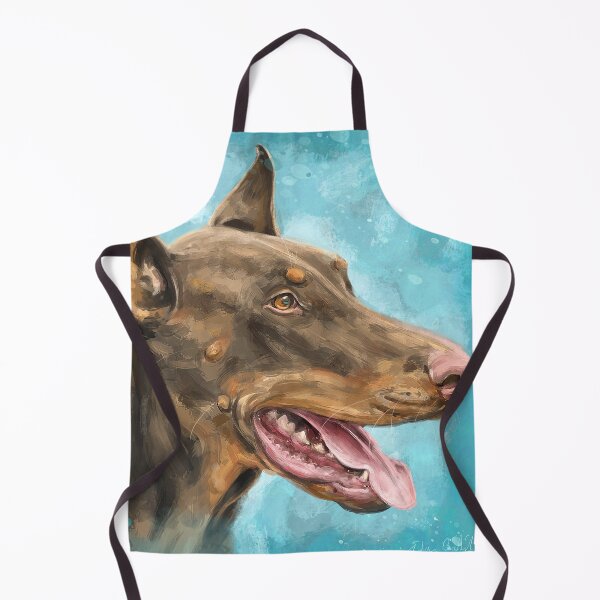 Item preview, Painting of a Gorgeous Brown and Gold Doberman on Light Blue Background designed and sold by ibadishi.