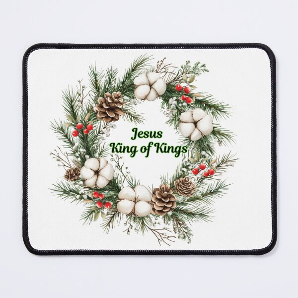 Item preview, Jesus King of Kings Christmas Floral Wreath designed and sold by ANewGlory.