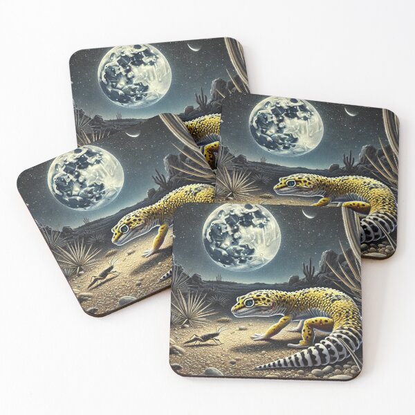 Item preview, Leopard Gecko Hunting at Night - Nocturnal Desert Wildlife designed and sold by NocturnalNook.