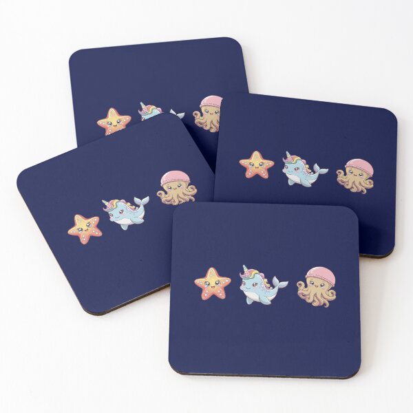 Item preview, Kawaii anime starfish, narwhal, octopus designed and sold by DREAMINGROOSTER.