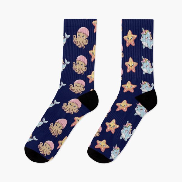 Item preview, Kawaii anime starfish, narwhal, octopus designed and sold by DREAMINGROOSTER.